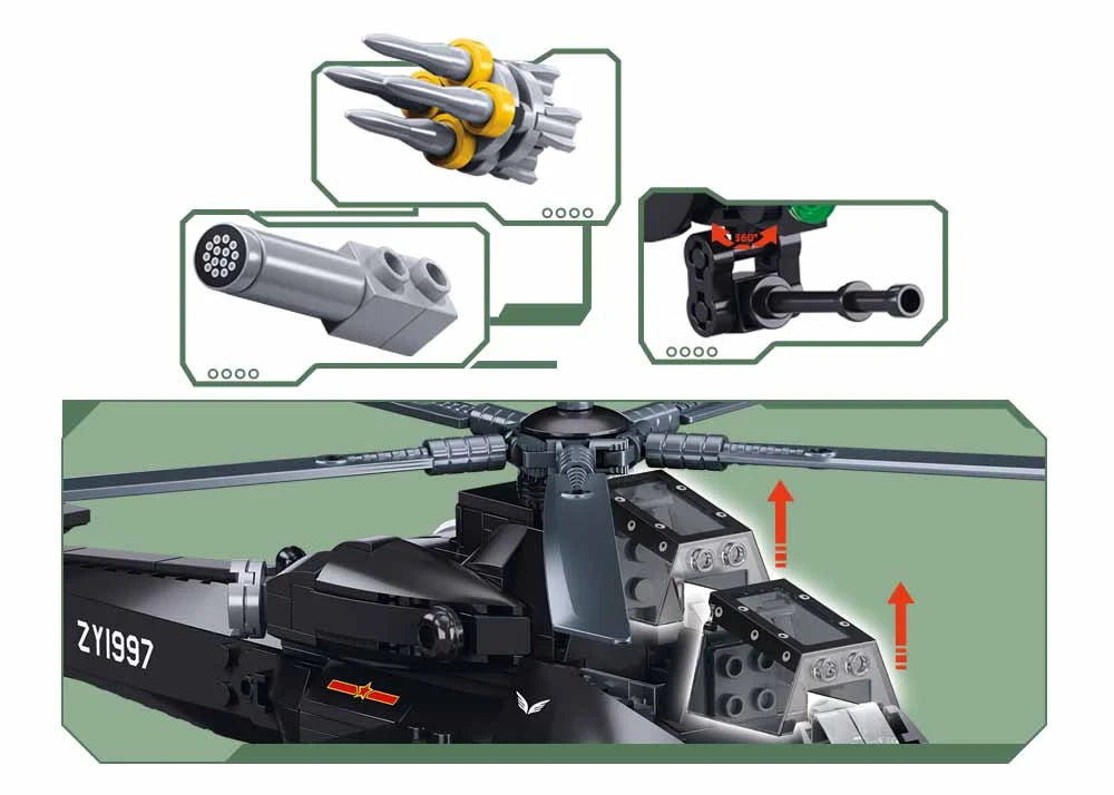 Sluban - Army WZ-10S Attack Helicopter 1/45 419Pcs