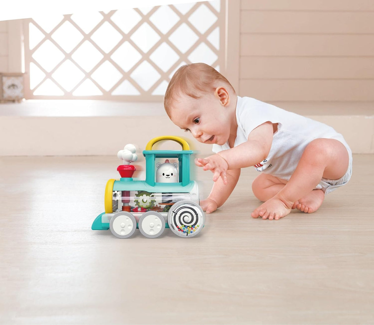 Hola Pull Along Train Engine Red - Interactive Toddler Toy