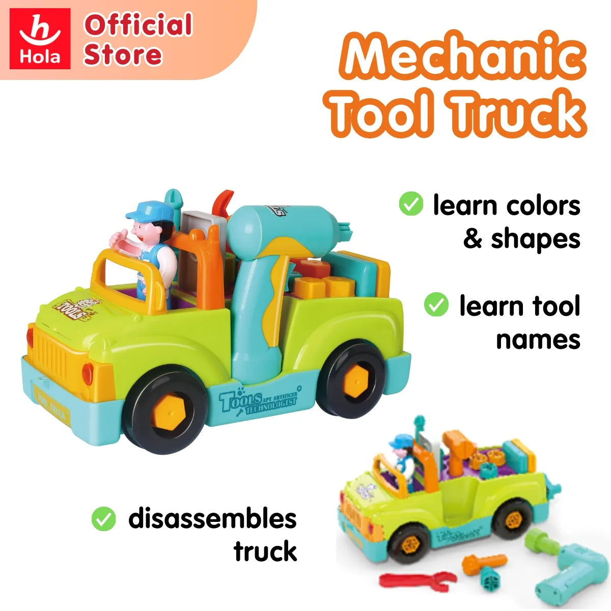 Hola Little Mechanic Tool Truck - Kids Pretend Play Toy