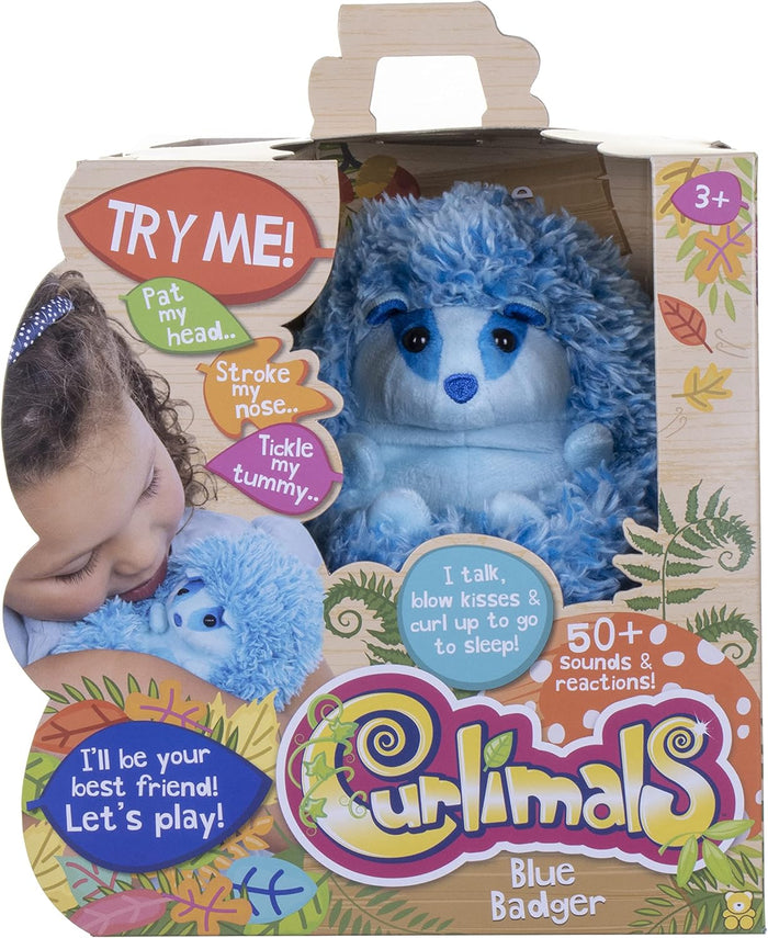 Curlimals Dark Blue Interactive Hedgehog Plush for Kids