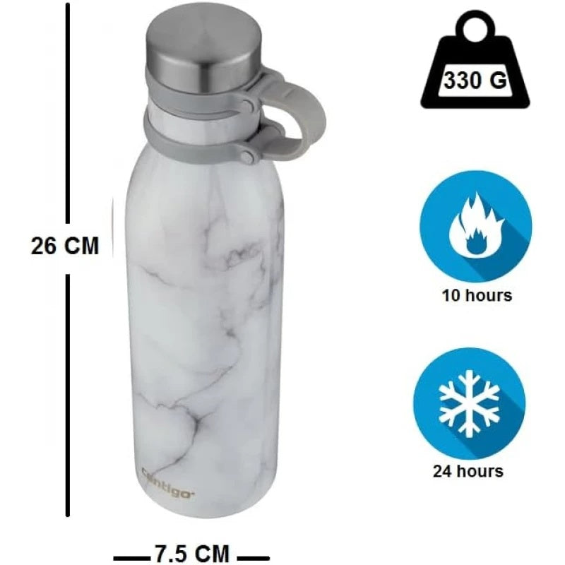 Contigo Autoseal Matterhorne Couture Vacuum Insulated Stainless Steel Bottle 590 ML, White Marble
