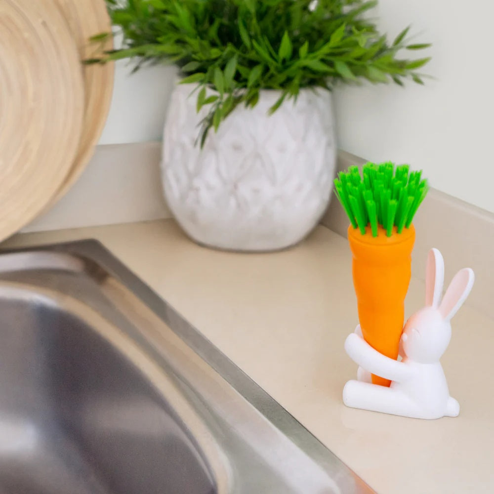 Balvi - Dish Brush,Bunny,White/Orange