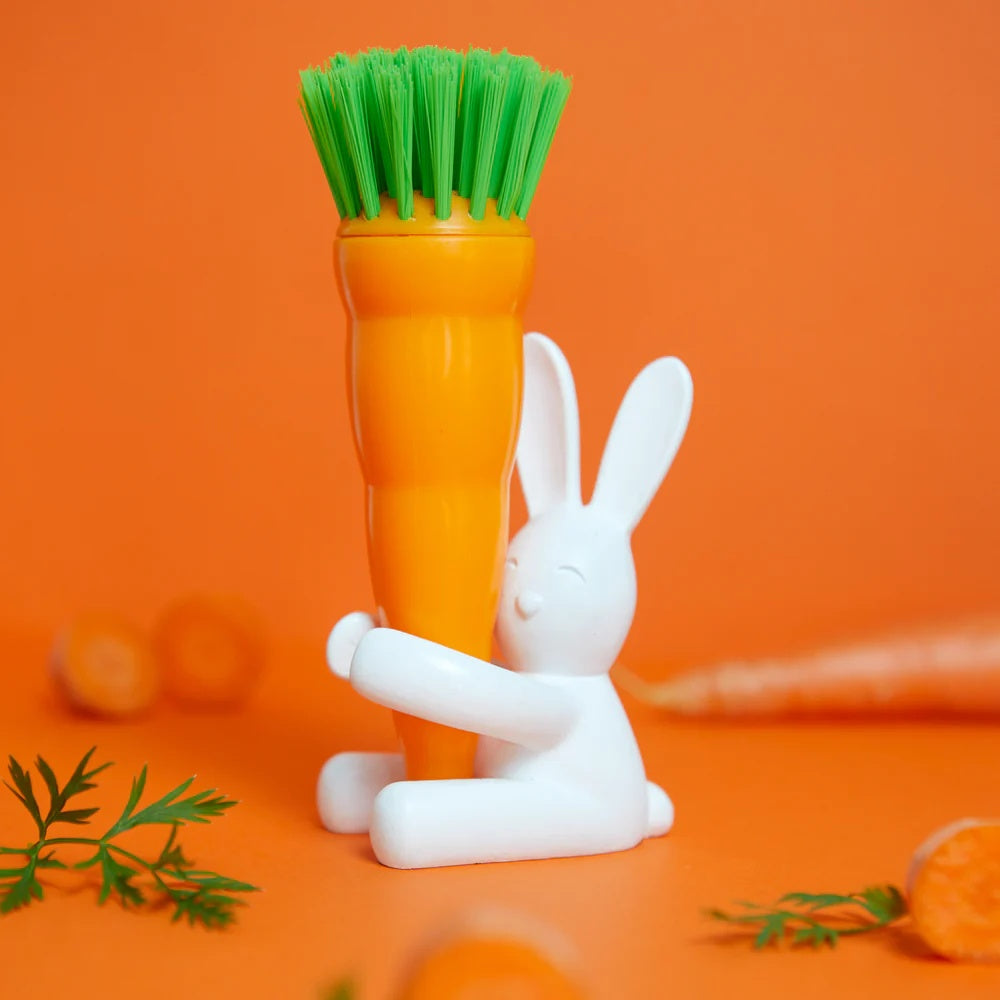 Balvi - Dish Brush,Bunny,White/Orange