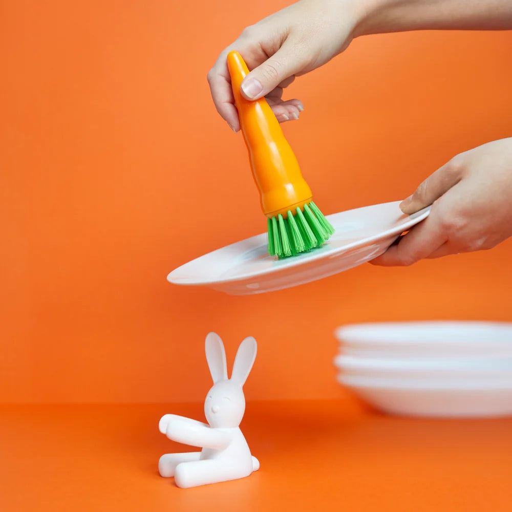 Balvi - Dish Brush,Bunny,White/Orange