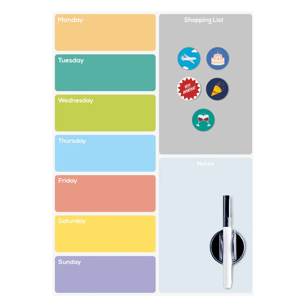 Balvi - Magnetic Fridge Board,Week Planner,With Marker