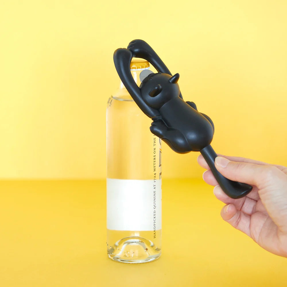 Balvi - Bottle Opener,Curious Cat,Black,Plastic/Metal
