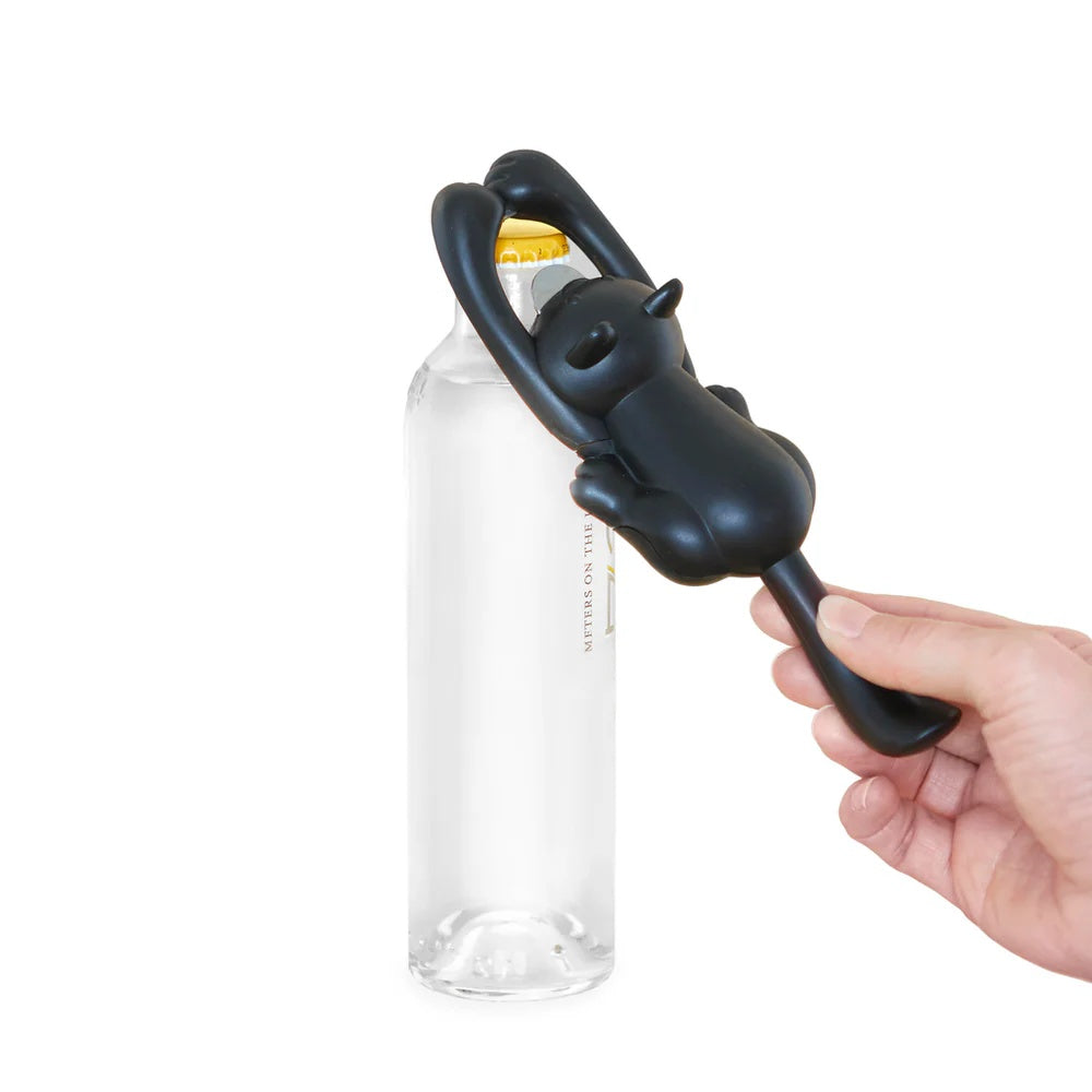Balvi - Bottle Opener,Curious Cat,Black,Plastic/Metal