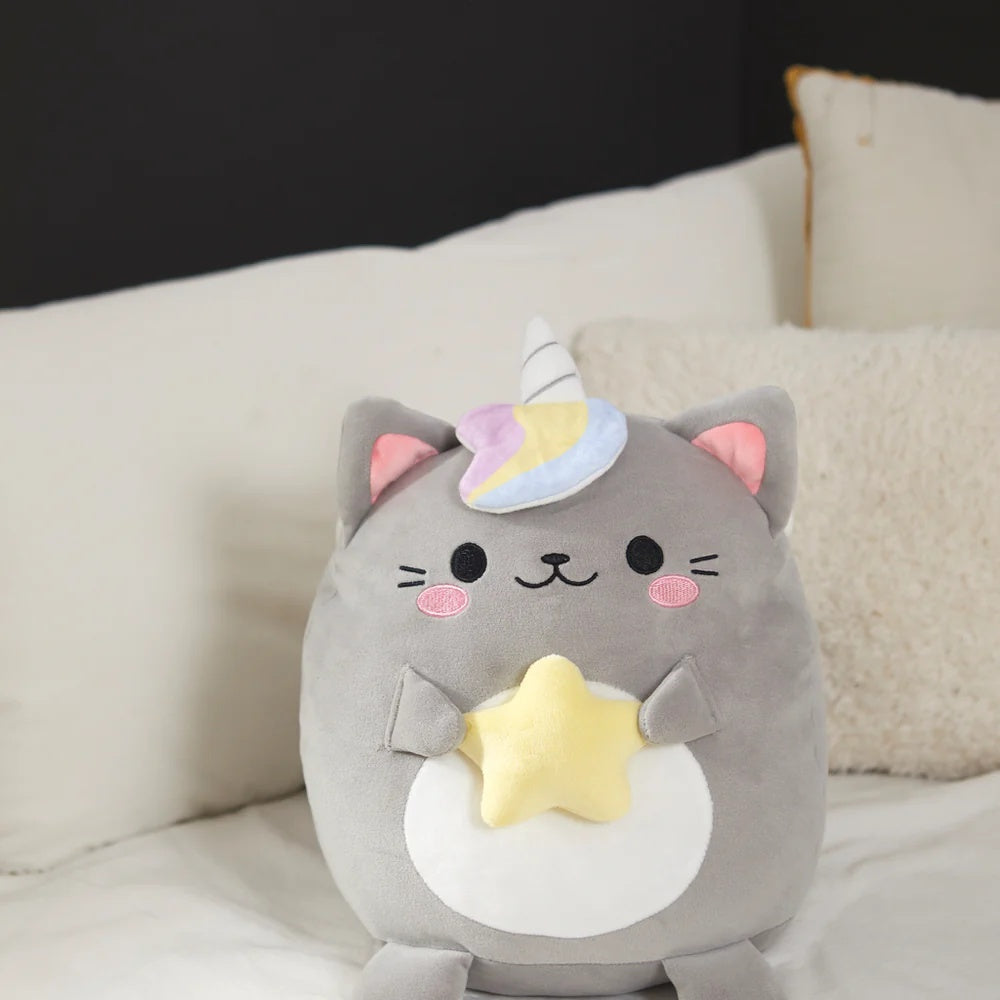 Balvi - Cushion,Fluffy Kawaii Starry,Gray,Polyester
