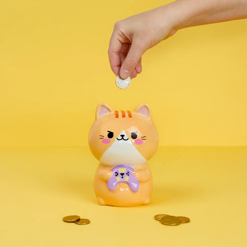 Balvi - Coin Bank,Kawaii Gamer,Orange,Ceramic