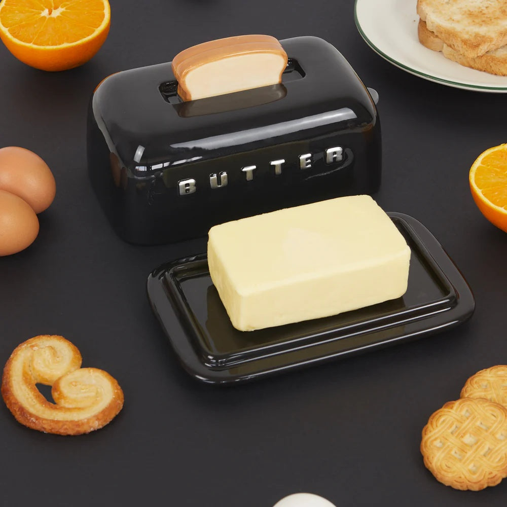Balvi - Butter Tray,Toasty,Black,With Lid,Ceramic