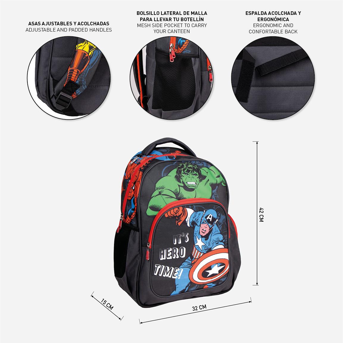 Cerda Avengers Medium School Backpack 42cm – Marvel Licensed Kids Bag - Ages 4+