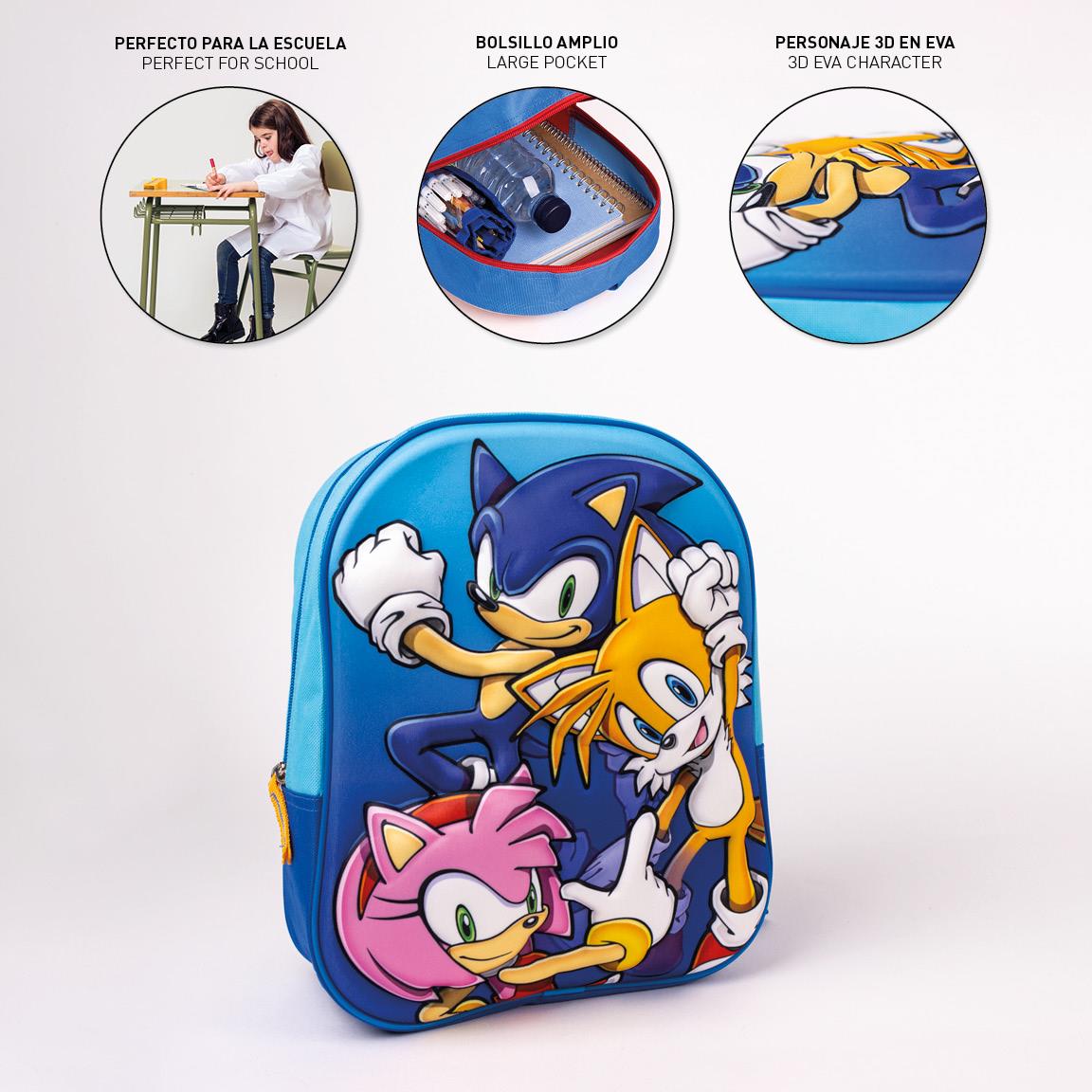 Cerda Sonic 3D Kids Backpack - Licensed School Bag