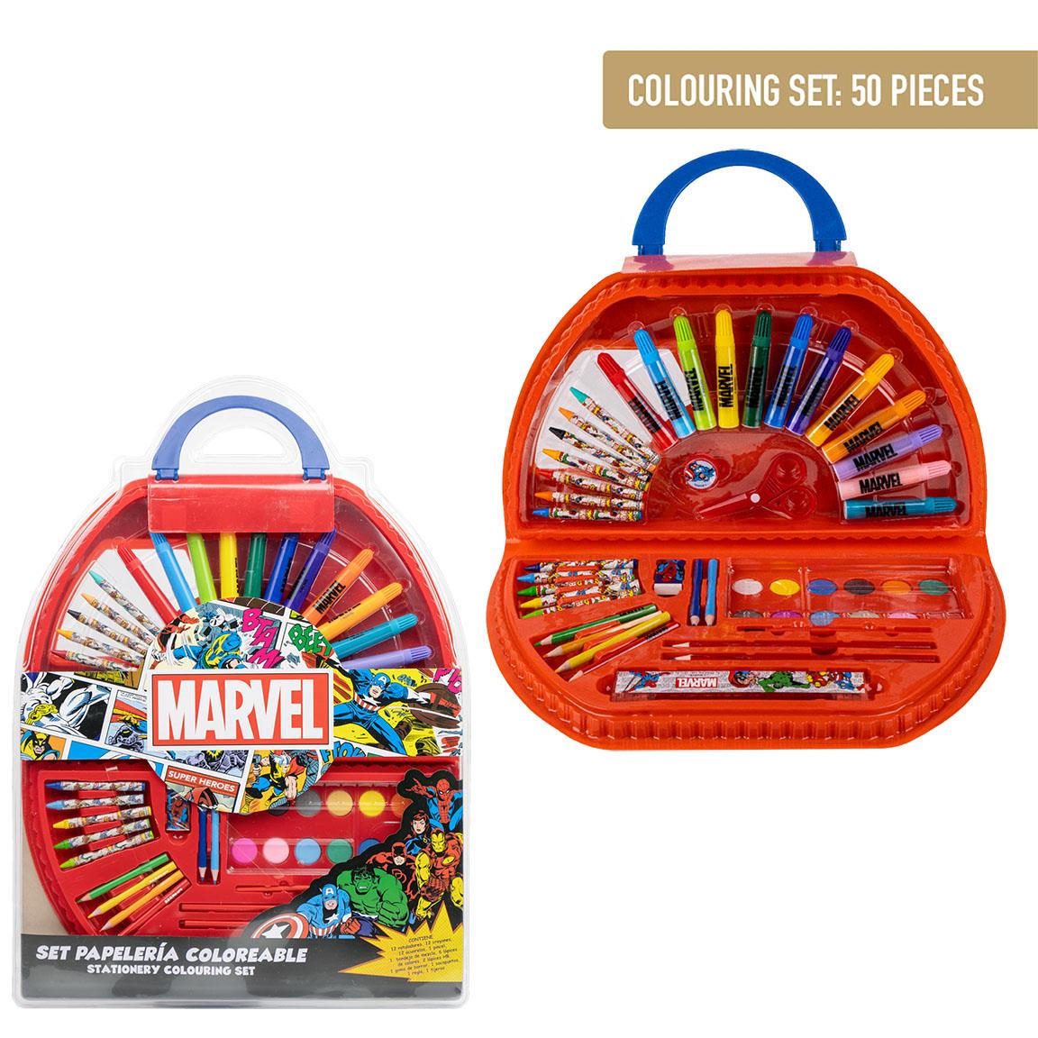 Cerda Marvel 50 Piece Coloring Stationery Set - Kids Art Set