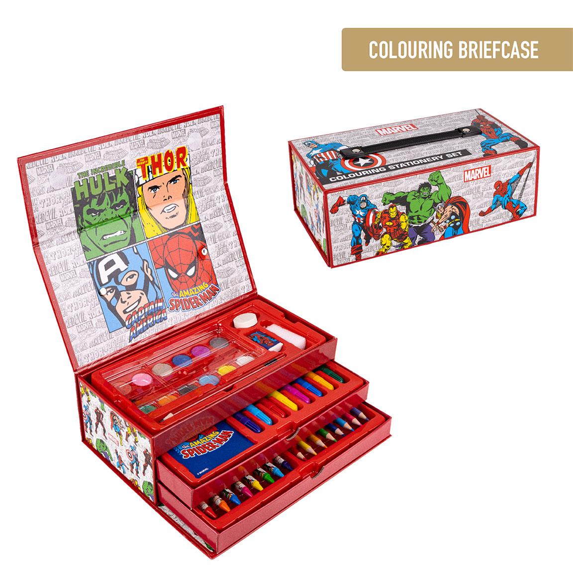 Cerda Marvel Colouring Stationery Set Briefcase – Licensed Art Carry Case - Ages 4+