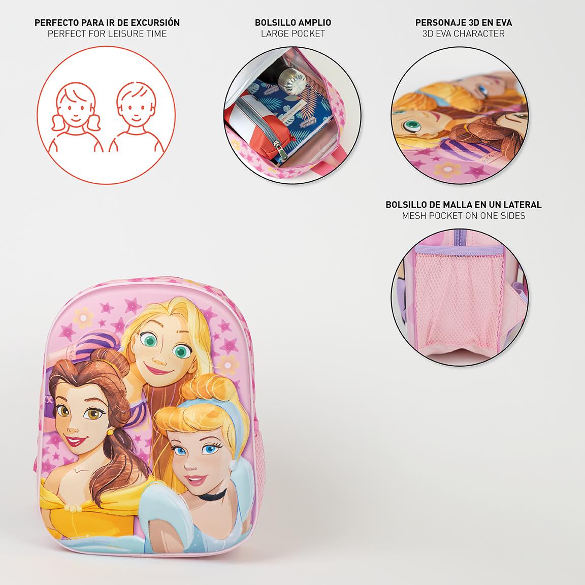 Princess 3D Kids Backpack - Padded Everyday School Bag