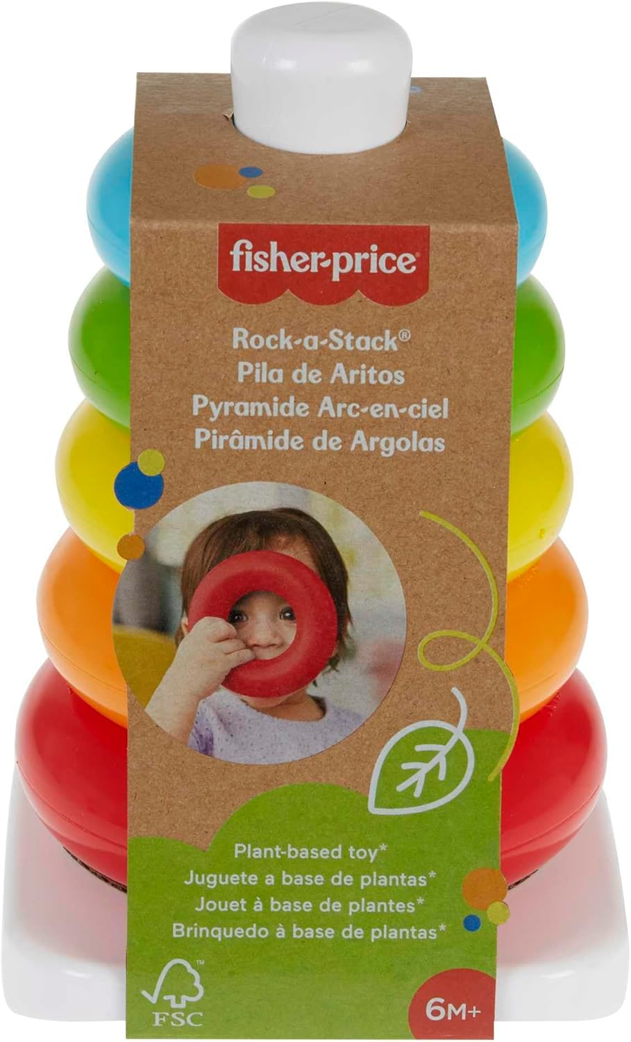 Fisher-Price Eco Rock-a-Stack - Plant-Based Stacking Rings Toy