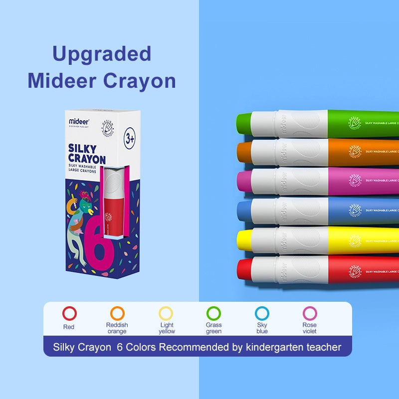 Mideer Washable Silky Crayon Set - 6 Colours
