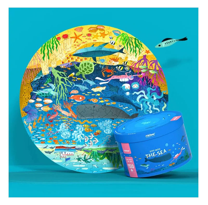 Mideer 150-Piece Round Puzzle Dive Into The Sea