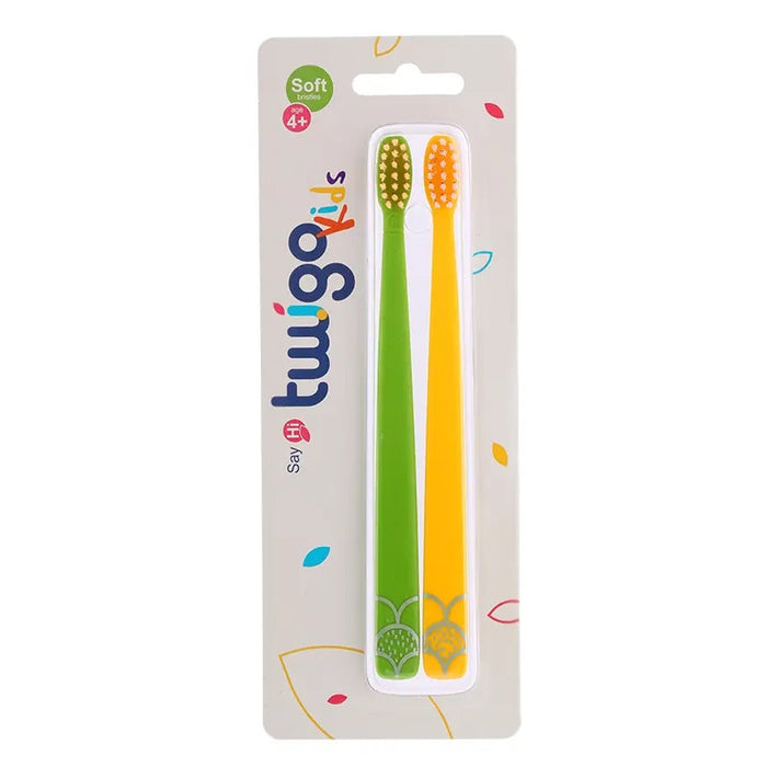 Flipper Twigo Kids Toothbrush 2-Pack - Green and Yellow Bristle Set