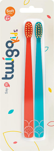 Flipper Twigo Kids Toothbrush 2-Pack - Orange and Blue Bristle Set