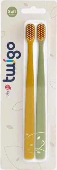 Twigo Flip Toothbrush for Adults (Mustard Yellow and Olive Green)
