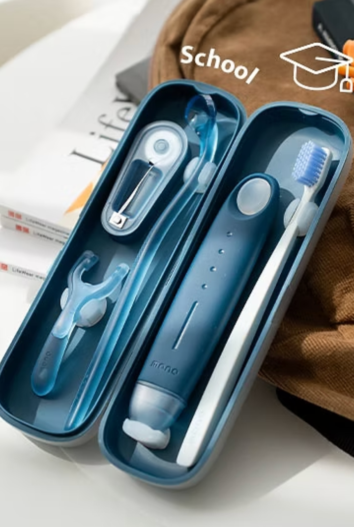 Flipper Mono Oral Care Kit Garage Navy - Kids Toothbrush Set