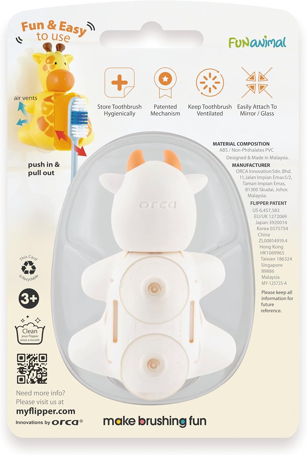 Flipper Toothbrush Cover - Cow
