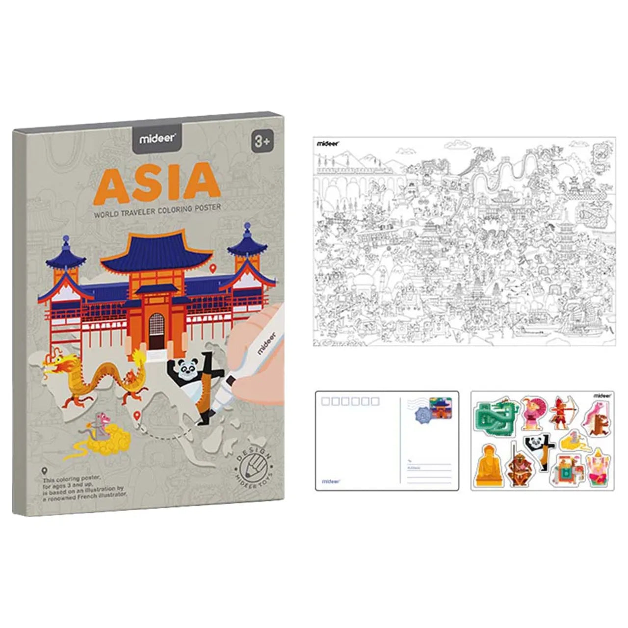 Mideer World Traveler Coloring Poster Asia