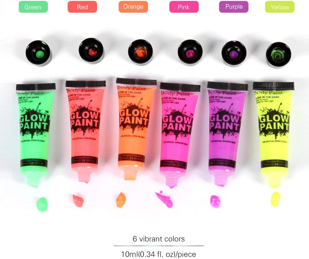 Halloween - Glow-In-The-Dark Paint Tubes, 2 × 12