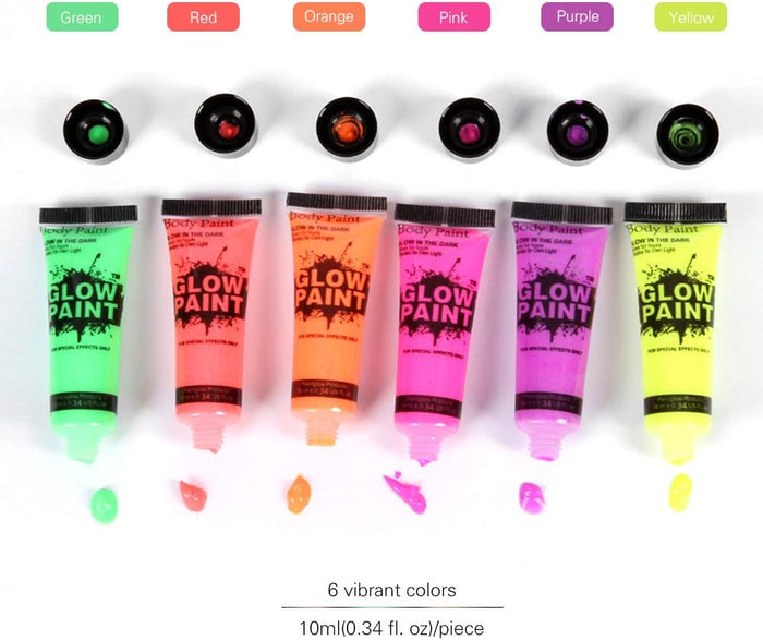 Halloween - Glow-In-The-Dark Paint Tubes, 2 × 12