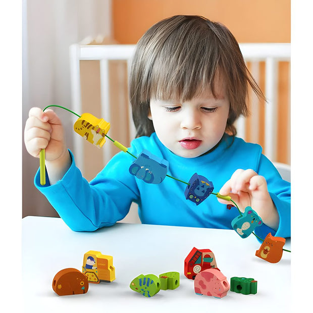 Mideer Lacing Beads Transportation Stringing Toy