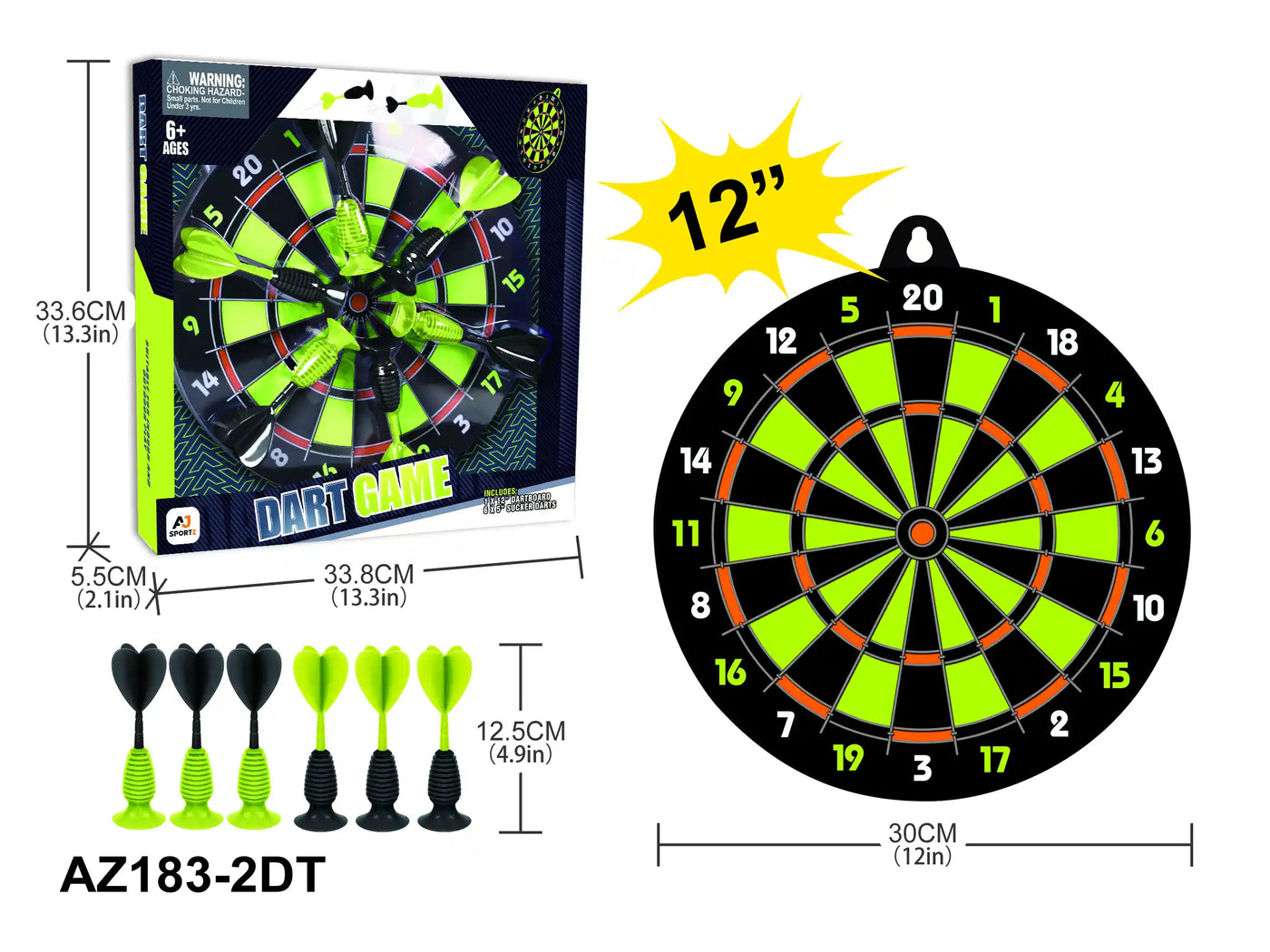 Aojie Sport 12" Target Set with 6 Darts