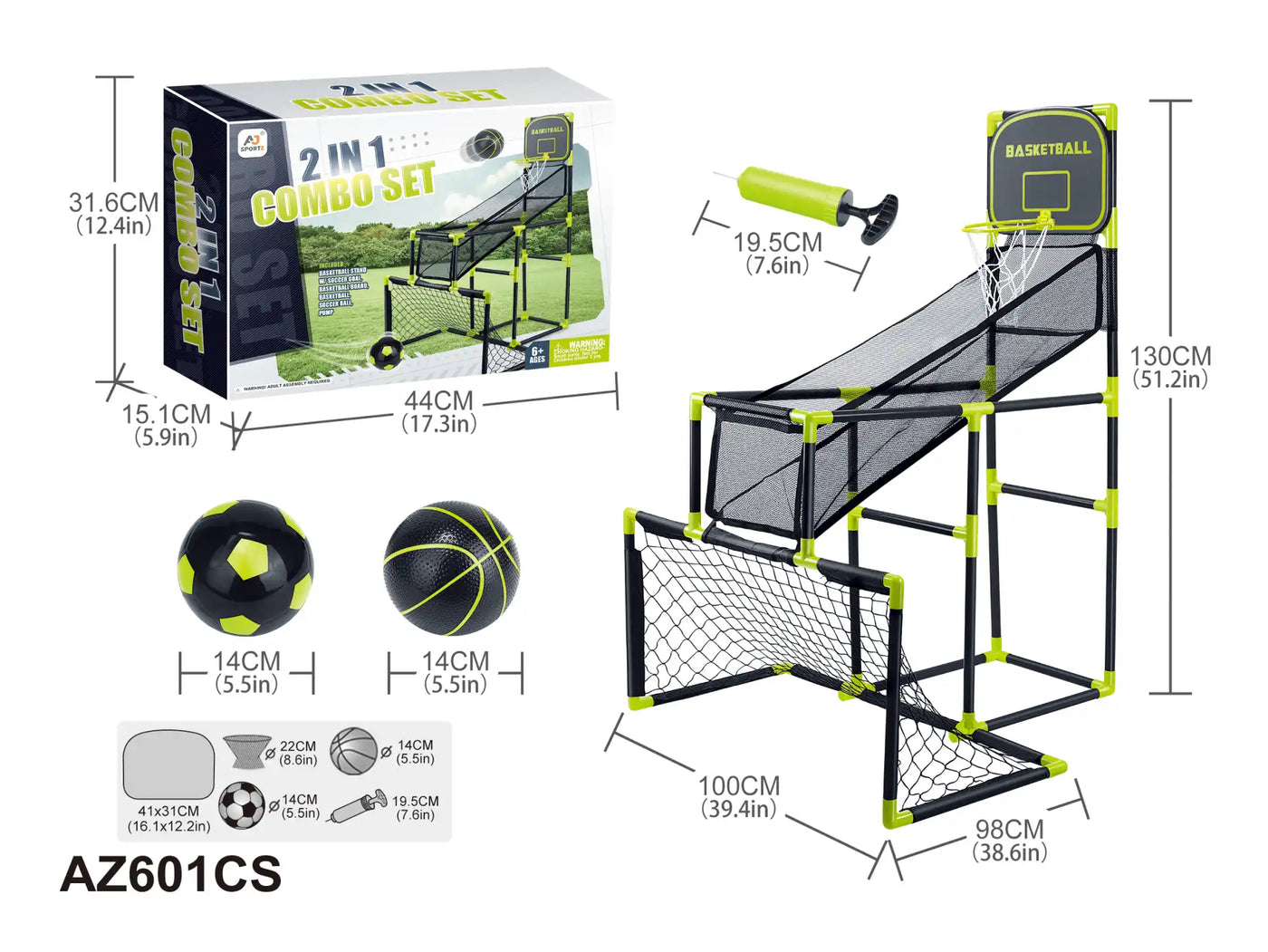 Aojie Sport 3 In 1 Combo Set (Basketball, Soccer, Hockey)