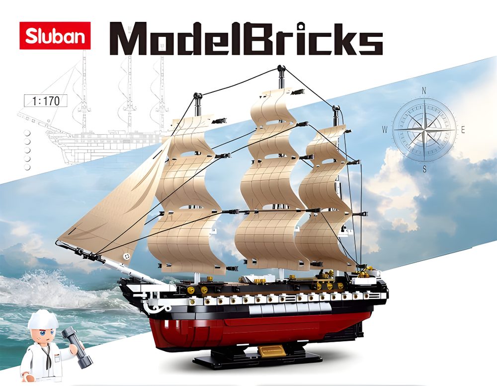 Sluban USS Constitution Frigate Building Model