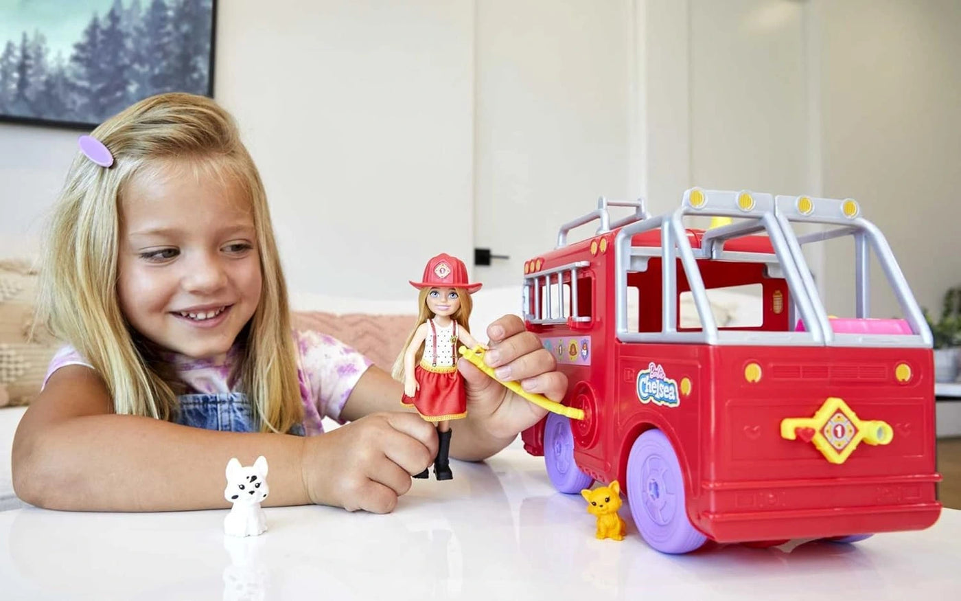 Chelsea Fire Engine Playset with Doll, Puppy & Accessories