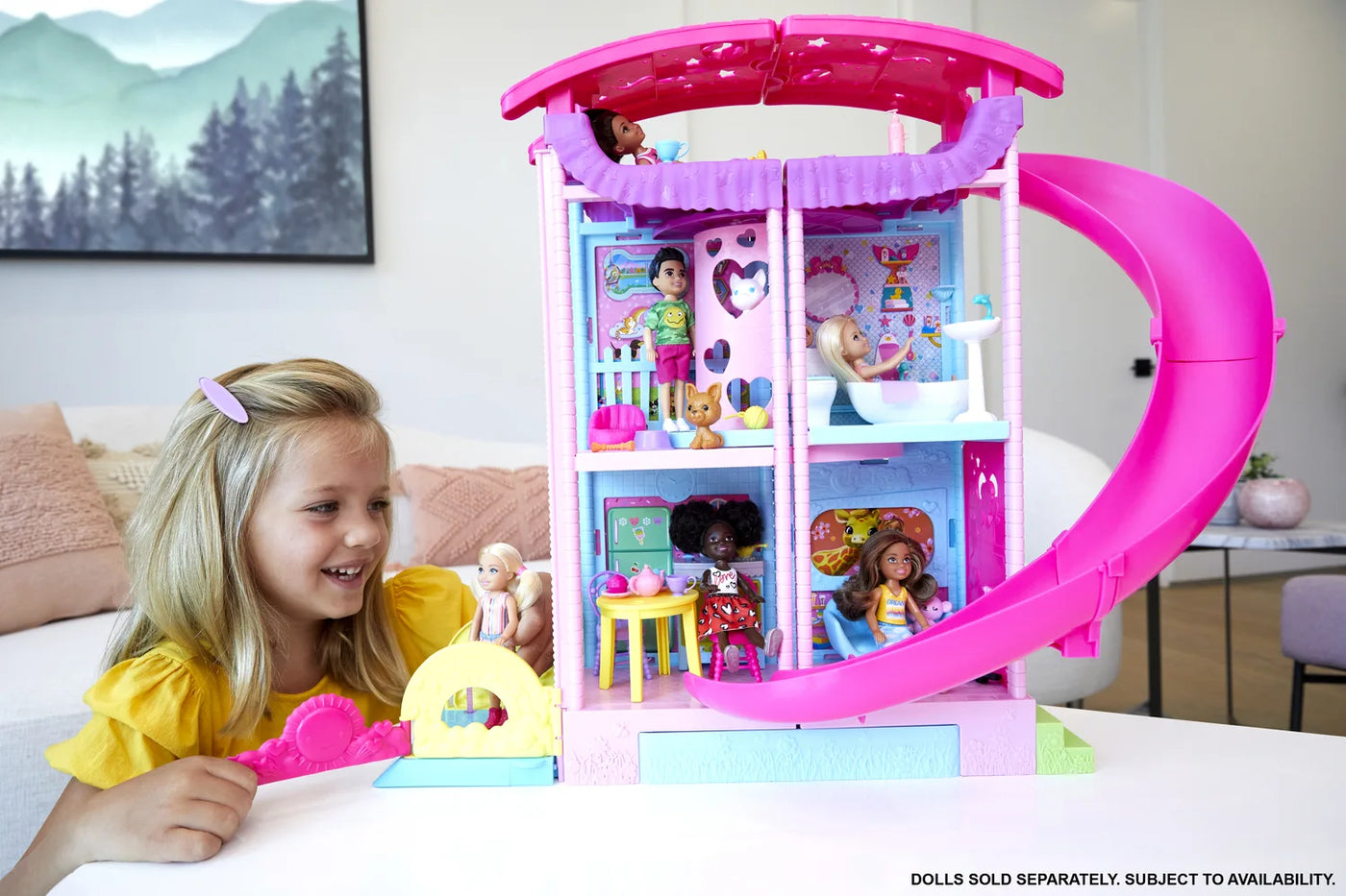 Barbie Chelsea 3-Level Modular Dollhouse with Slide and Pool