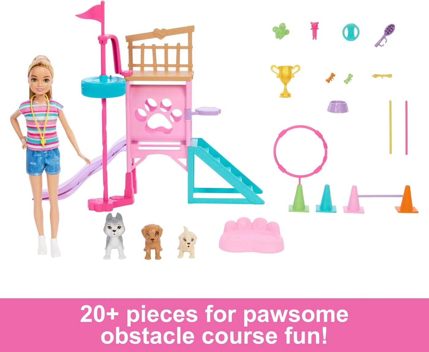 Barbie & Stacie Puppy Obstacle Course Playset with Doll