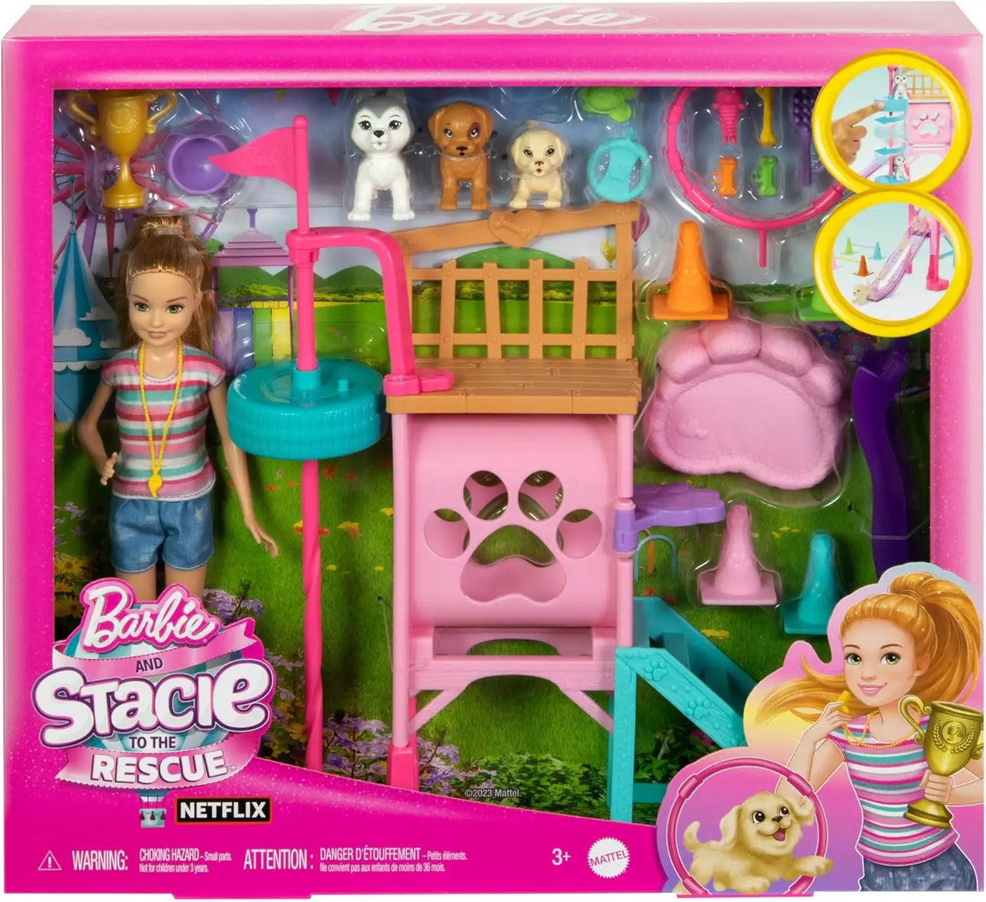 Barbie & Stacie Puppy Obstacle Course Playset with Doll