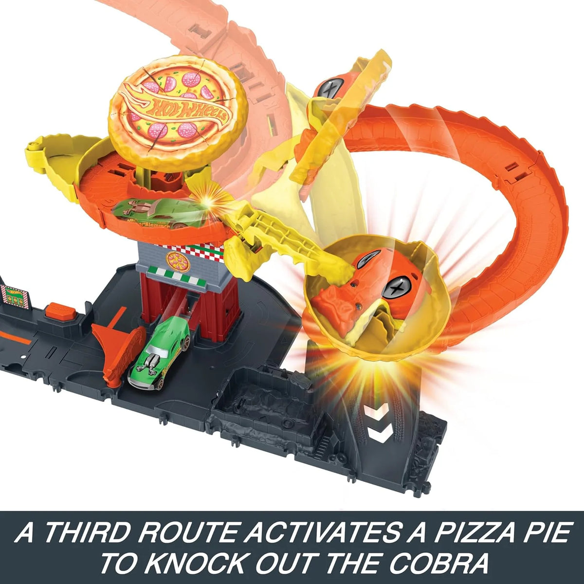 Hot Wheels City Pizza Slam Cobra Attack Track Set