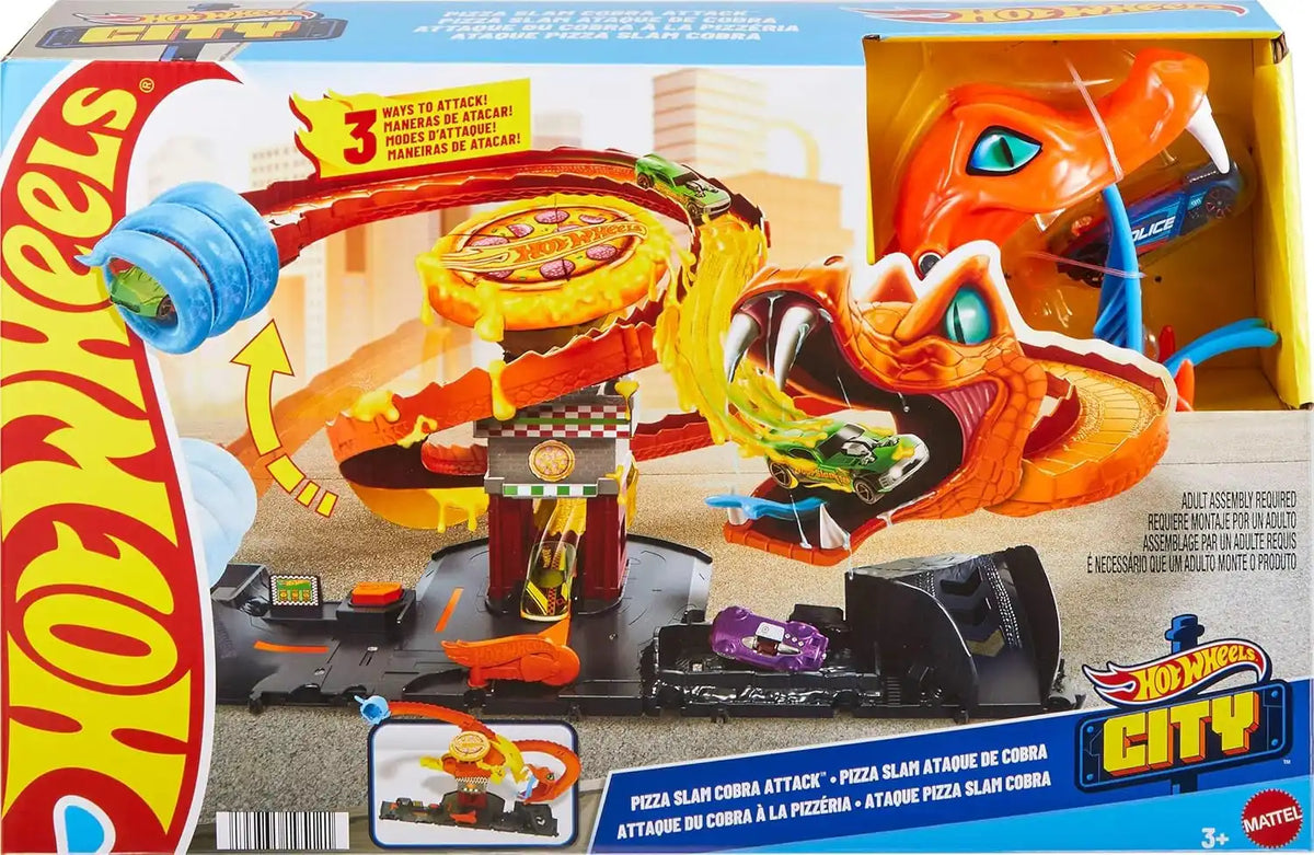 Hot Wheels City Pizza Slam Cobra Attack Track Set