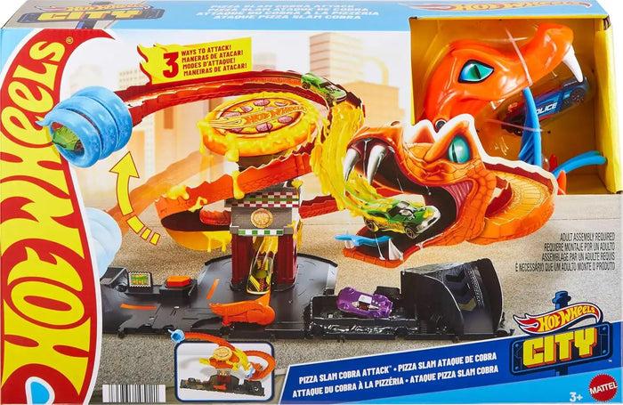 Hot Wheels City Pizza Slam Cobra Attack Track Set