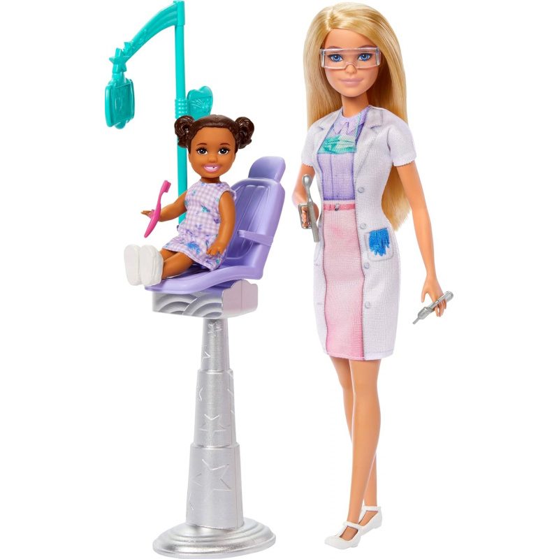 Barbie Dentist Doll with Kid, Chair & Dental Accessories