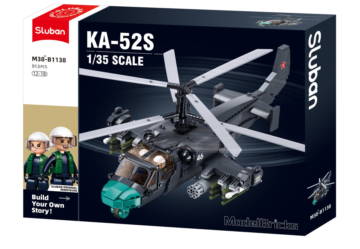 Sluban Model Bricks Ka-52S Gunship 1/35 (913 Pieces)