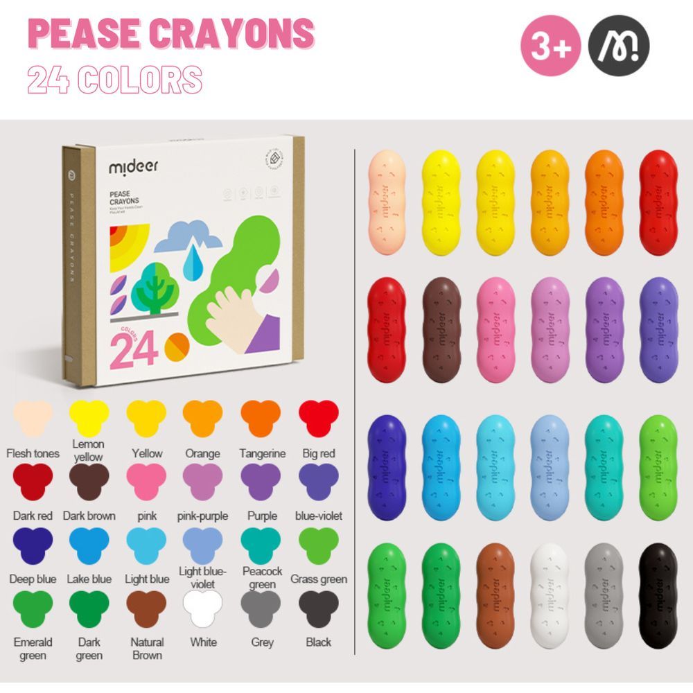 Mideer Washable Beeswax Crayon Set - 24 Colours