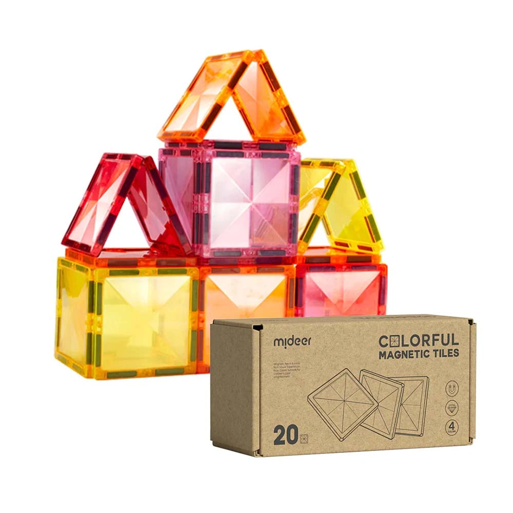 Mideer Colourful Magnetic Tiles, Warm Colours (20 Pieces)