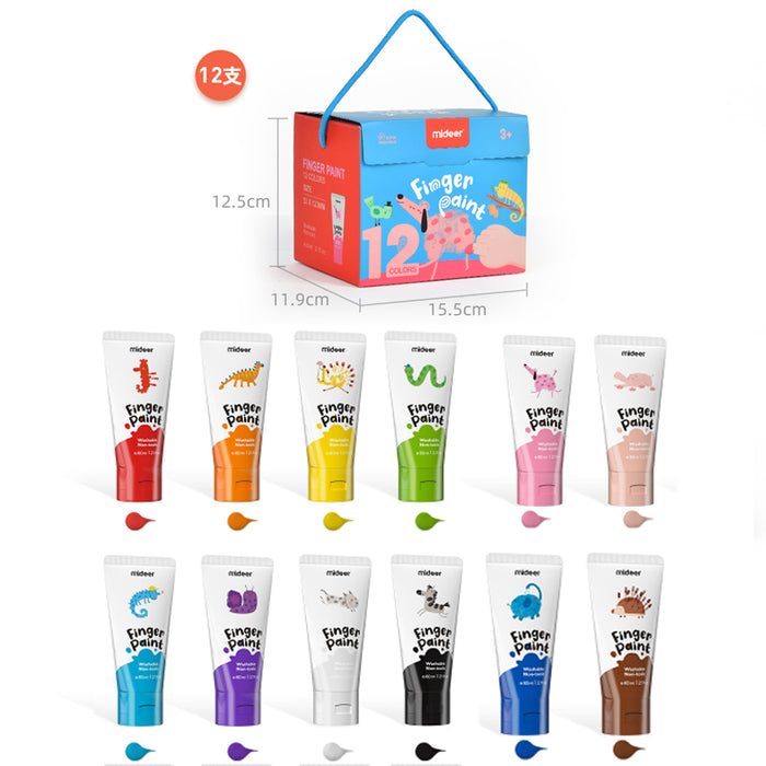 Mideer Finger Paint Set - 12 Colours - Age 3+