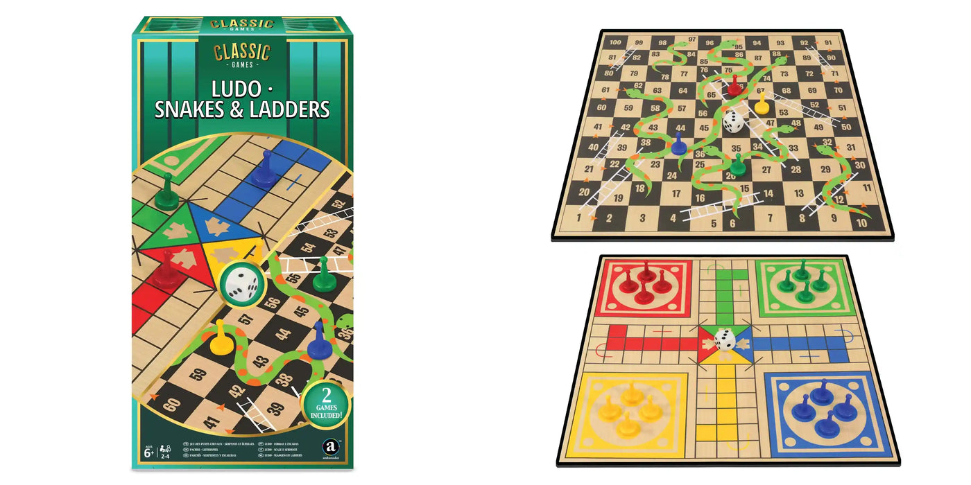 Ambassador Classic Games 2 in 1 Ludo & Snakes & Ladders