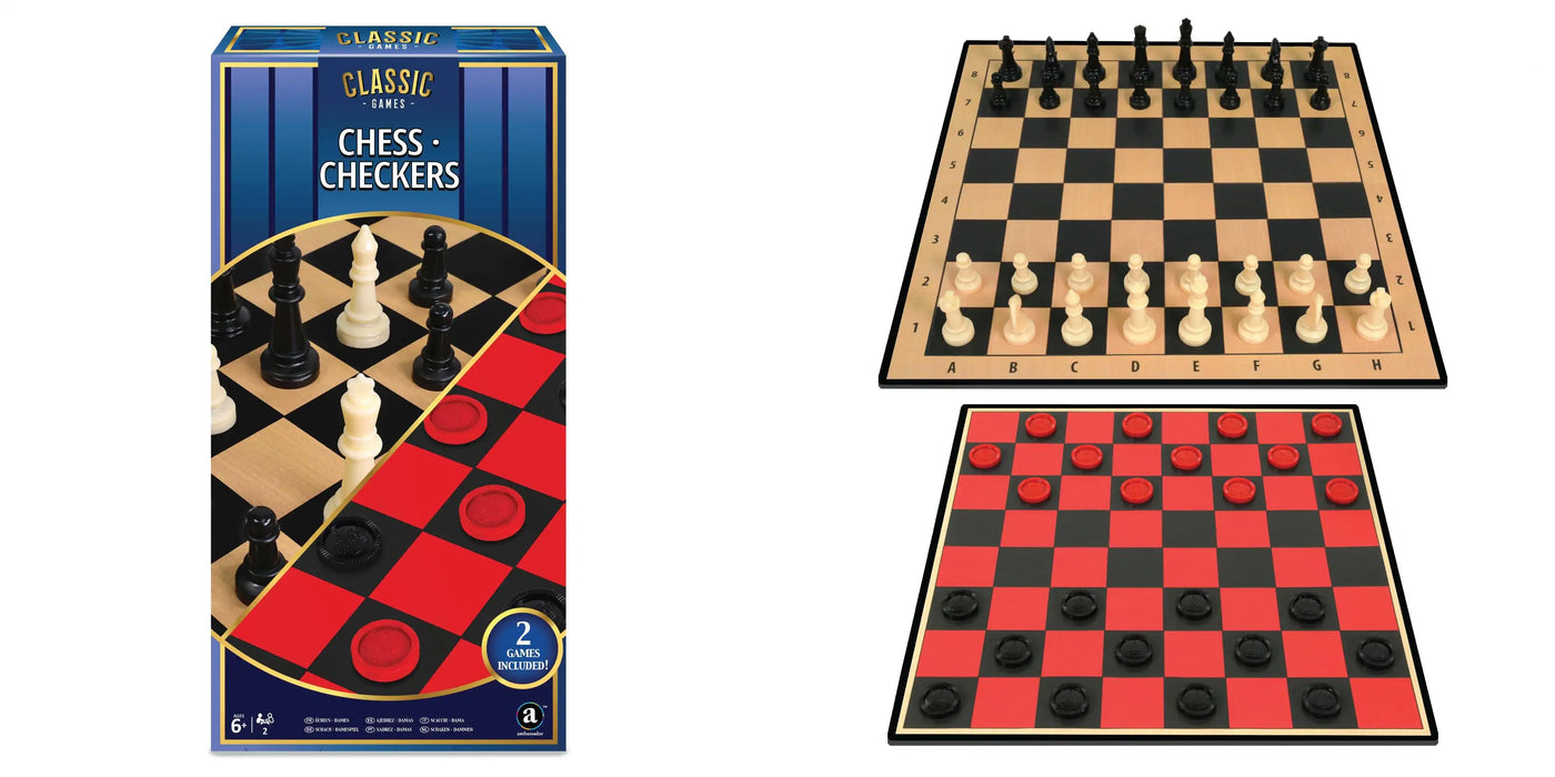 Ambassador Classic Games 2 in 1 Chess & Checkers