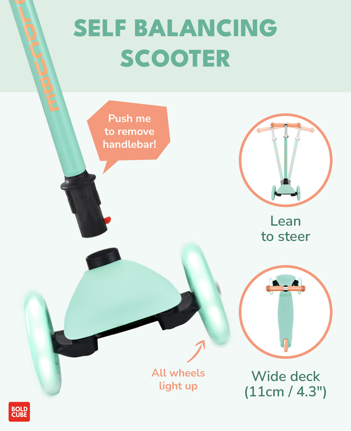 Bold Cube Three Wheel Scooter Teeny - Mint