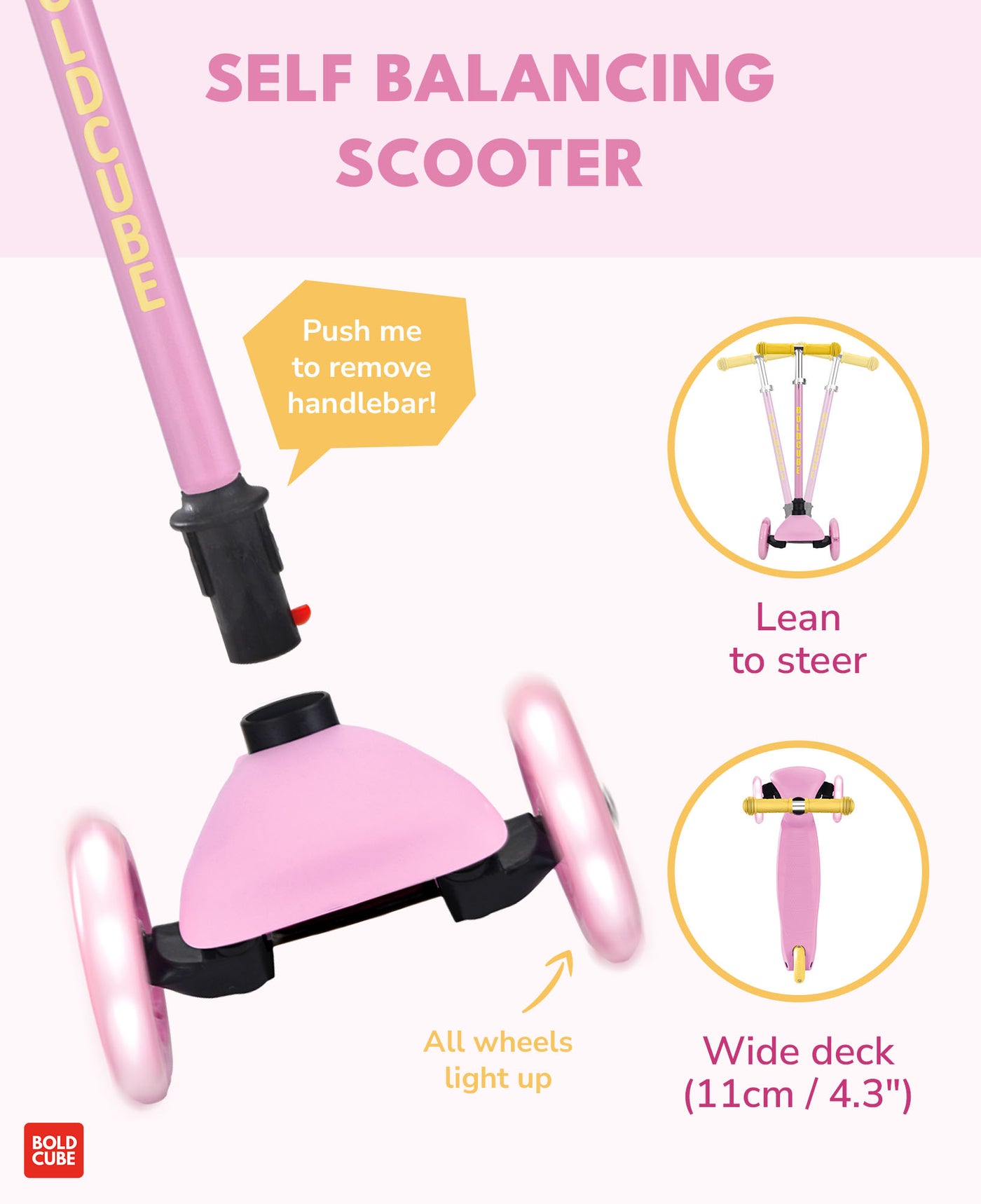 Bold Cube Three Wheel Scooter - Pink